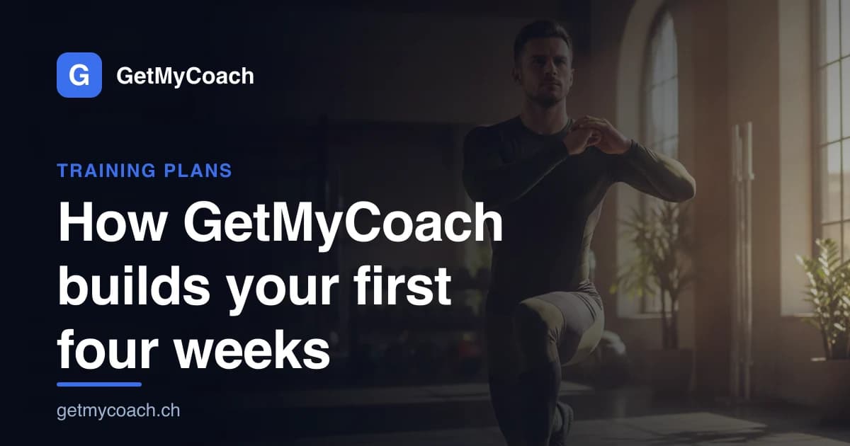 GetMyCoach-Titelgrafik für den Artikel über den Aufbau deiner ersten vier Trainingswochen.