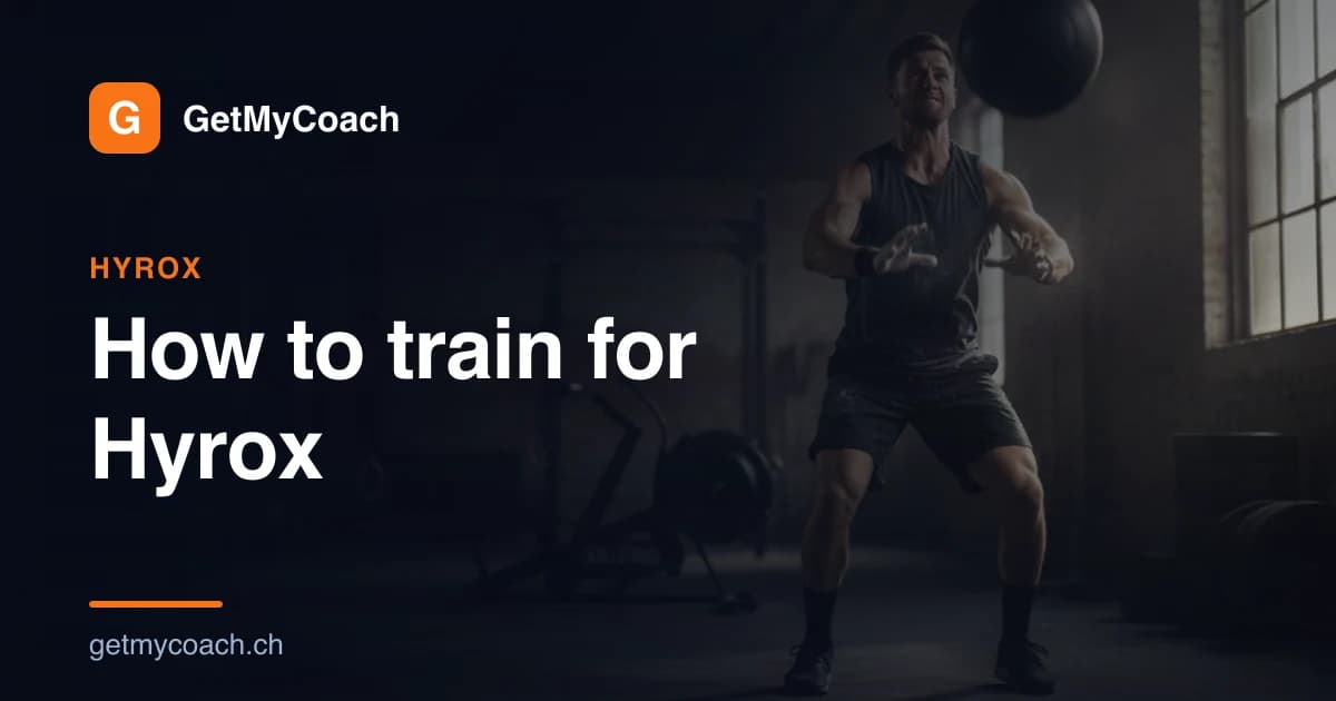 GetMyCoach-Titelgrafik für den Artikel darüber, wie man für Hyrox trainiert.